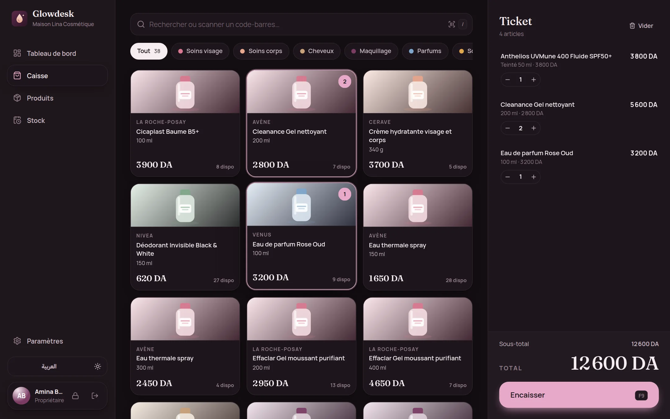 Glowdesk en mode sombre